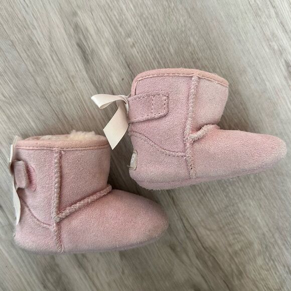 Ugg Boots Jesse Bow Boots Baby Pink Suede White Ribbon Bow Infants Size 0/1 - Picture 6 of 12